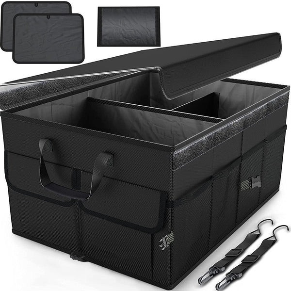 Daolar car boot organiser with non-slip base, upevňovací popruhy, multiple compartments, foldable trunk storage bag